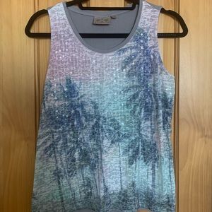 Shimmery Dantell tank in tropical sunset colors